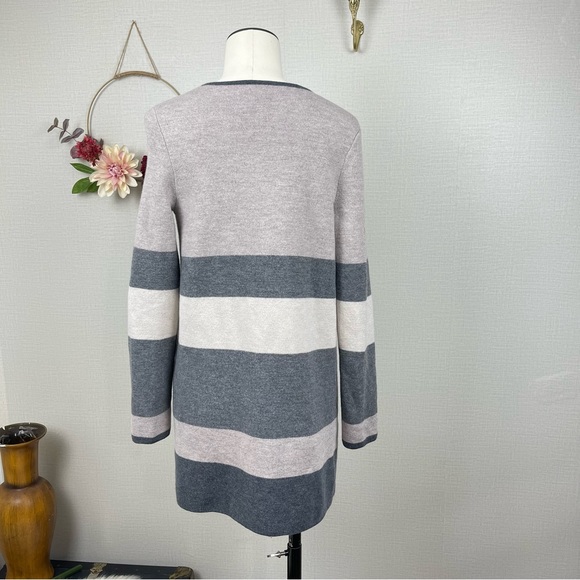 Talbots Womens 100% Merino Wool Open Front Color Block Cardigan Small - Picture 3 of 14